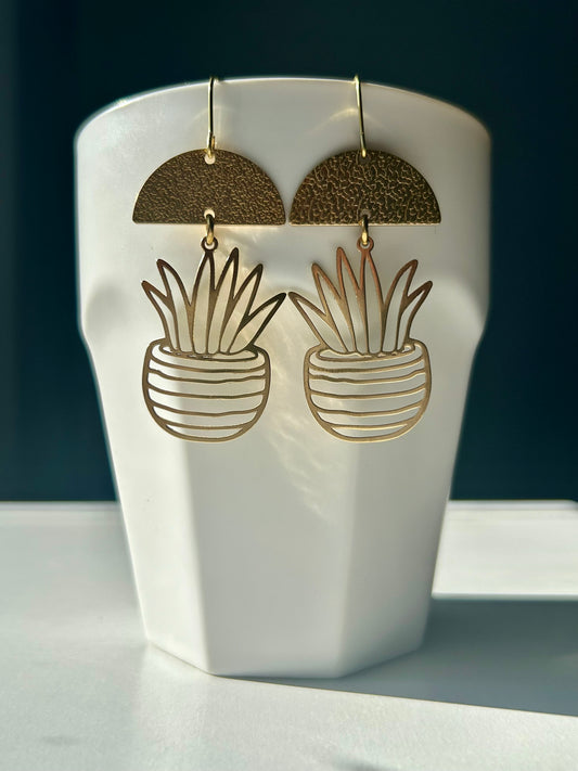 Aloe Bonjour! Brass Earrings