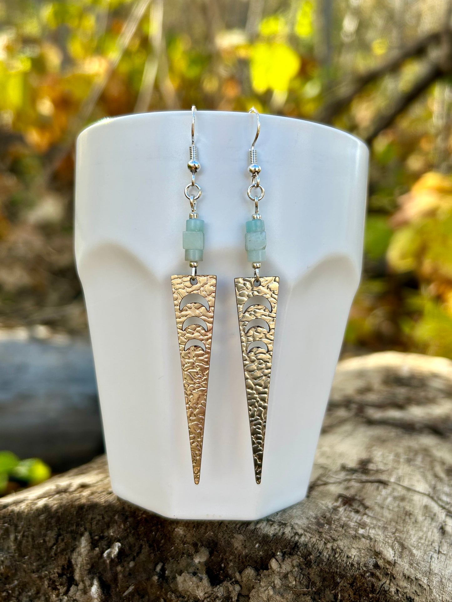 Amazonite Moon Phases Silver Earrings