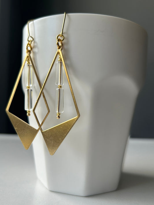 Hollow Triangle Brass Earrings