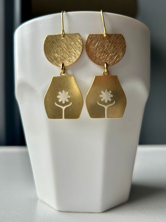 The Pistil Half Sphere Brass Earrings