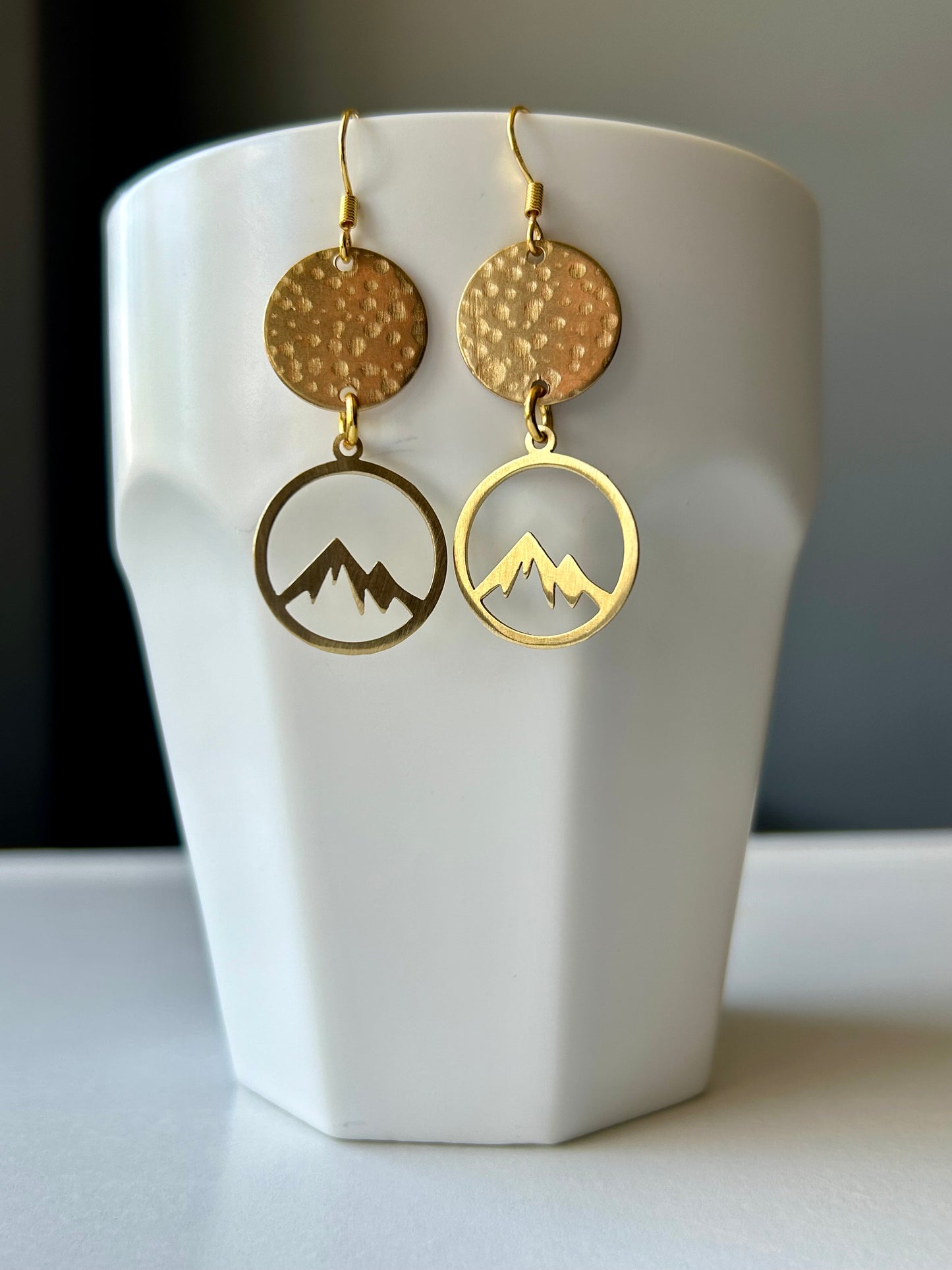 Jasper Vibes Circle Dot Brass Earrings