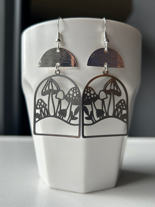 Mushroom Patch Silver Earrings