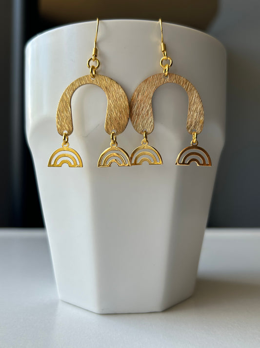 24k Gold Plated Double Rainbow Earrings