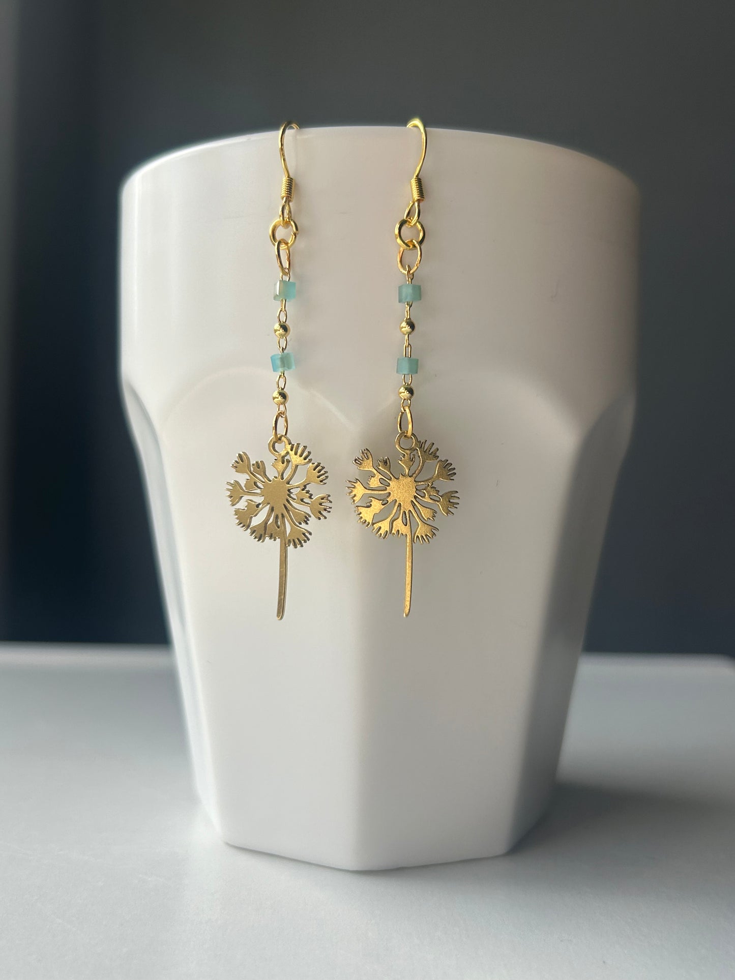 Dandelion Chain Brass Earrings