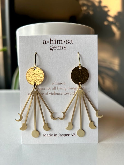 Sphere Moon Phases Brass Earrings