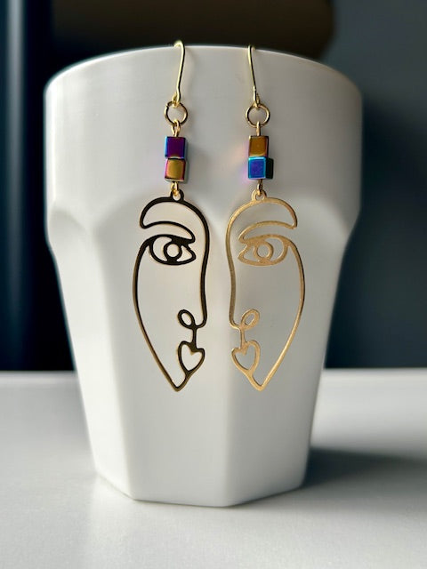 Gemini Love Hematite Brass Earrings