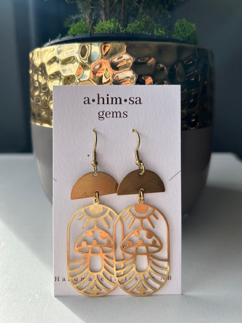 Sun Shrooms Brass Earrings